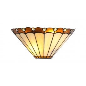 UNA cream Tiffany glass wall light with amber border