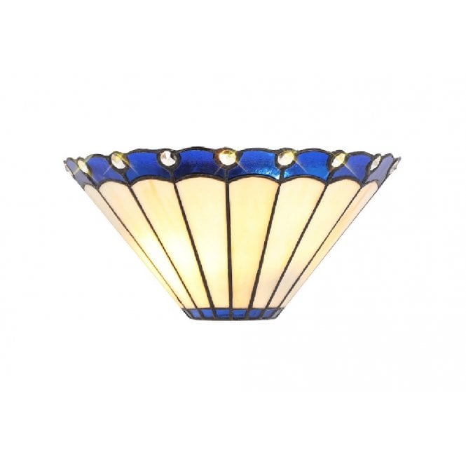 UNA cream Tiffany glass wall light with blue border