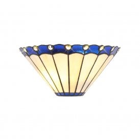 UNA cream Tiffany glass wall light with blue border