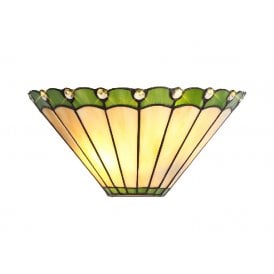 UNA cream Tiffany glass wall light with green border