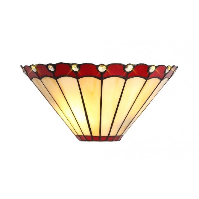 UNA cream Tiffany glass wall light with red border