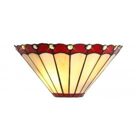 UNA cream Tiffany glass wall light with red border