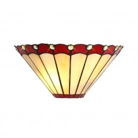 UNA cream Tiffany glass wall light with red border