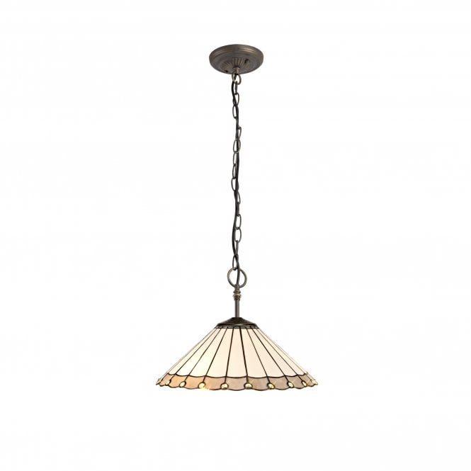 UNA Tiffany 2 Light Downlighter Ceiling Pendant Light 30cm Grey, Cream, Crystal, Antique Brass