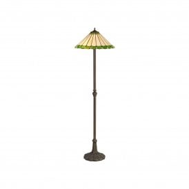 UNA Tiffany 2 Light Leaf Floor Lamp 40cm Green, Cream, Crystal, Antique Brass