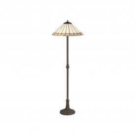 UNA Tiffany 2 Light Leaf Floor Lamp 40cm Grey, Cream, Crystal, Antique Brass