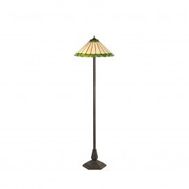 UNA Tiffany 2 Light Octagonal Floor Lamp 40cm Green, Cream, Crystal, Antique Brass