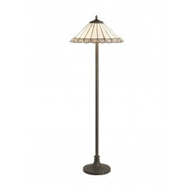 UNA Tiffany 2 Light Stepped Floor Lamp 40cm Grey, Cream, Crystal, Antique Brass