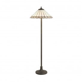 UNA Tiffany 2 Light Stepped Floor Lamp 40cm Grey, Cream, Crystal, Antique Brass