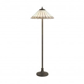 UNA Tiffany 2 Light Stepped Floor Lamp 40cm Grey, Cream, Crystal, Antique Brass