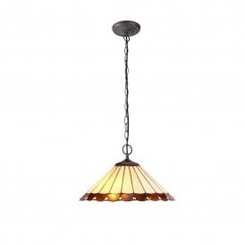 UNA Tiffany 2 Lightt Downlighter Ceiling Pendant Light 40cm Amber, Cream, Crystal, Antique Brass