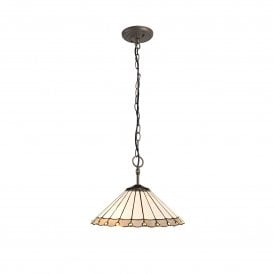 UNA Tiffany 3 Light Downlighter Ceiling Pendant Light 30cm Grey, Cream, Crystal, Antique Brass