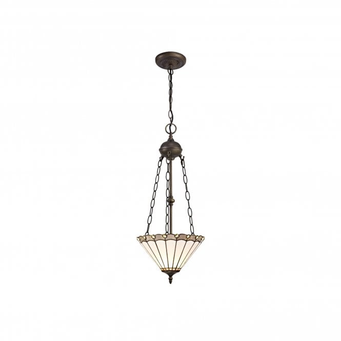 UNA Tiffany 3 Light Uplighter Ceiling Pendant Light 30cm Grey, Cream, Crystal, Antique Brass