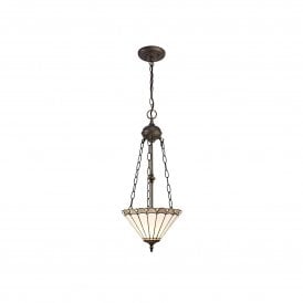 UNA Tiffany 3 Light Uplighter Ceiling Pendant Light 30cm Grey, Cream, Crystal, Antique Brass