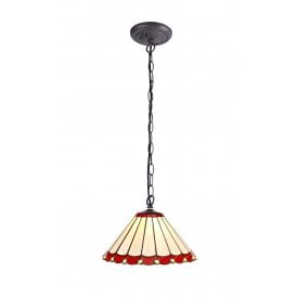 UNA Tiffany Downlighter Ceiling Pendant Light 30cm Red, Cream, Crystal, Antique Brass