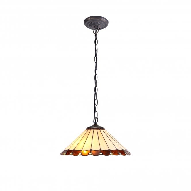 UNA Tiffany Downlighter Ceiling Pendant Light 40cm Amber, Cream, Crystal, Antique Brass
