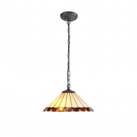 UNA Tiffany Downlighter Ceiling Pendant Light 40cm Amber, Cream, Crystal, Antique Brass