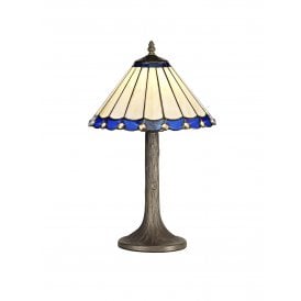 UNA Tiffany Tree Like Table Lamp 30cm Blue, Cream, Crystal, Antique Brass