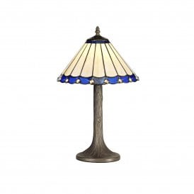 UNA Tiffany Tree Like Table Lamp 30cm Blue, Cream, Crystal, Antique Brass