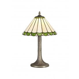 UNA Tiffany Tree Like Table Lamp 30cm Green, Cream, Crystal, Antique Brass