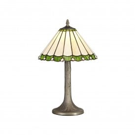 UNA Tiffany Tree Like Table Lamp 30cm Green, Cream, Crystal, Antique Brass