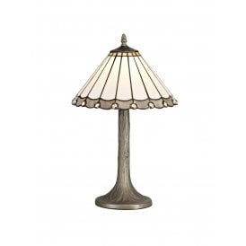 UNA Tiffany Tree Like Table Lamp 30cm Grey, Cream, Crystal, Antique Brass