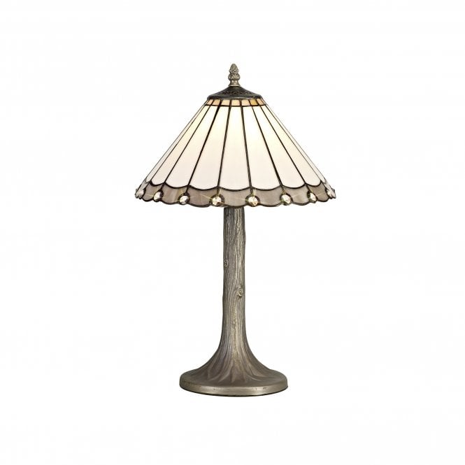 UNA Tiffany Tree Like Table Lamp 30cm Grey, Cream, Crystal, Antique Brass