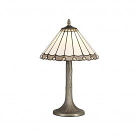 UNA Tiffany Tree Like Table Lamp 30cm Grey, Cream, Crystal, Antique Brass