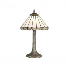 UNA Tiffany Tree Like Table Lamp 30cm Grey, Cream, Crystal, Antique Brass