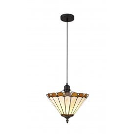 UNA Tiffany Uplighter Ceiling Pendant Light 30cm Amber, Cream, Crystal, Black