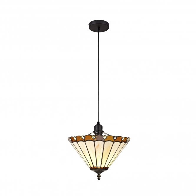 UNA Tiffany Uplighter Ceiling Pendant Light 30cm Amber, Cream, Crystal, Black