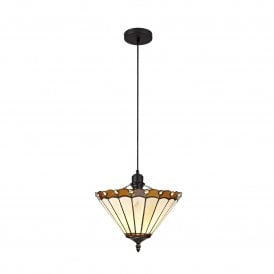 UNA Tiffany Uplighter Ceiling Pendant Light 30cm Amber, Cream, Crystal, Black