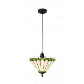 UNA Tiffany Uplighter Ceiling Pendant Light 30cm Green, Cream, Crystal, Black