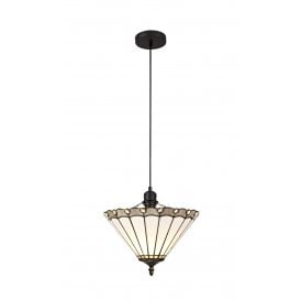 UNA Tiffany Uplighter Ceiling Pendant Light 30cm Grey, Cream, Crystal, Black