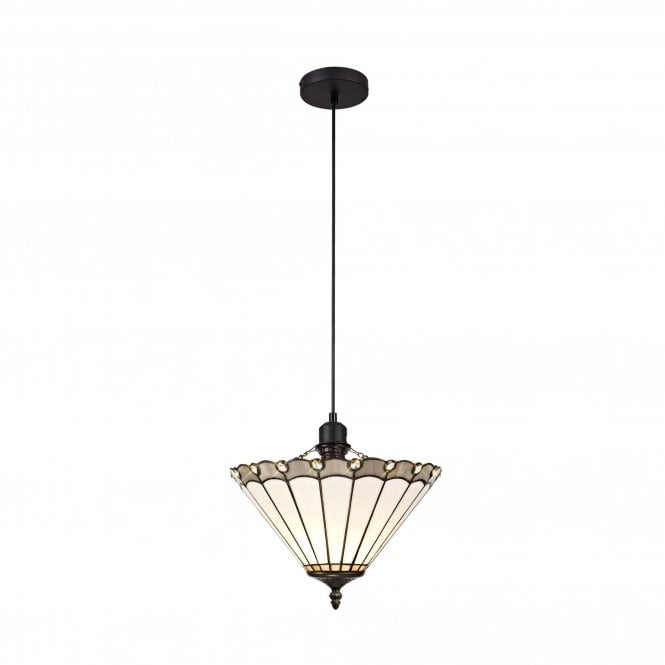 UNA Tiffany Uplighter Ceiling Pendant Light 30cm Grey, Cream, Crystal, Black