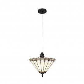 UNA Tiffany Uplighter Ceiling Pendant Light 30cm Grey, Cream, Crystal, Black