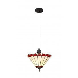 UNA Tiffany Uplighter Ceiling Pendant Light 30cm Red, Cream, Crystal, Black