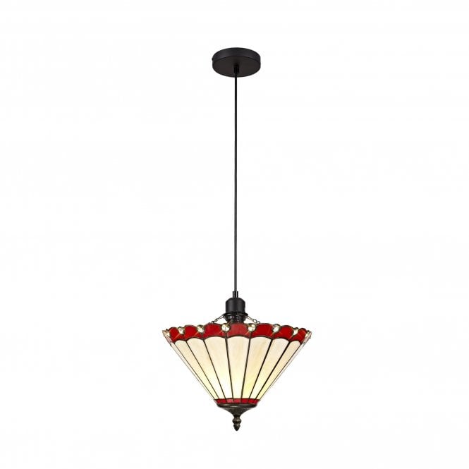 UNA Tiffany Uplighter Ceiling Pendant Light 30cm Red, Cream, Crystal, Black