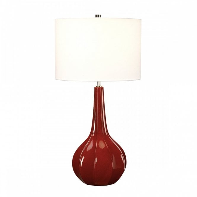 UPTON red glazed ceramic table lamp with white shade