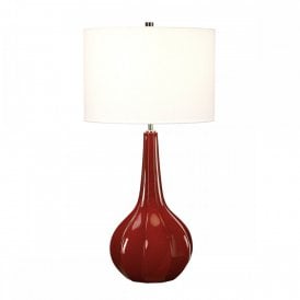 UPTON red glazed ceramic table lamp with white shade