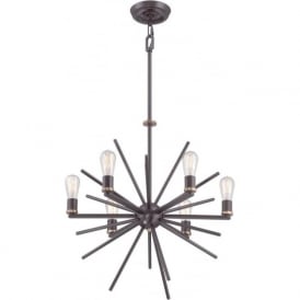 Contemporary 6 Light Chandelier In Dark Bronze
