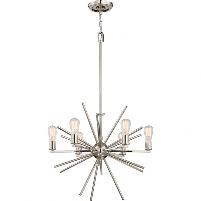 UPTOWN CARNEGIE contemporary 6 light chandelier in imperial silver
