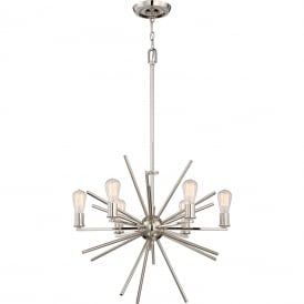 UPTOWN CARNEGIE contemporary 6 light chandelier in imperial silver