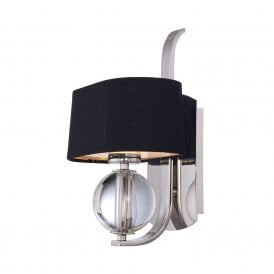 UPTOWN GOTHAM silver wall light with black shade