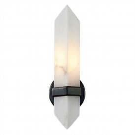 modern bronze wall sconce with natural alabaster shade