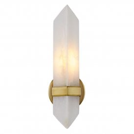 modern wall sconce in a contemporary style with vintage brass finish and alabaster shade 