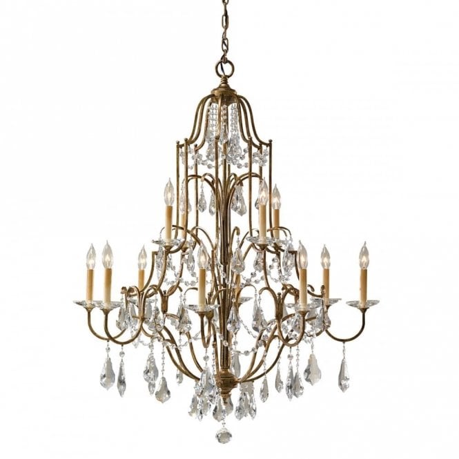 VALENTINA large 12 light multi-tier bronze chandelier dressed with crystal