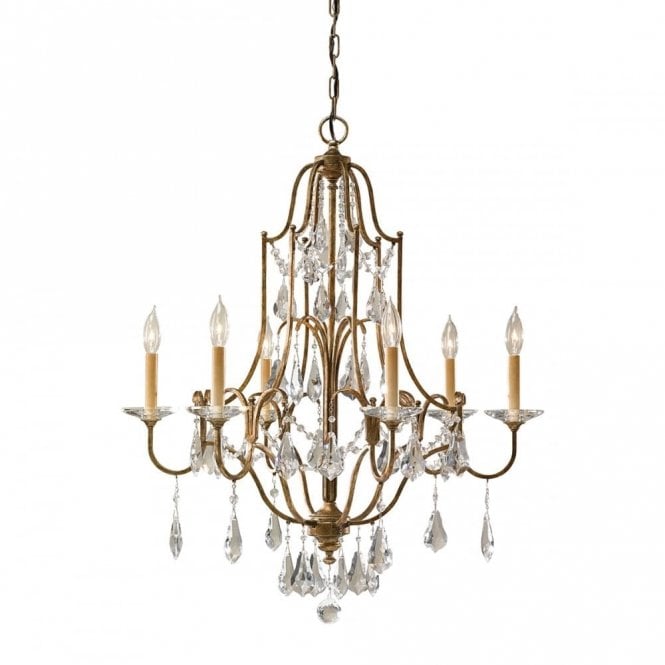 VALENTINA traditional 6 light bronze chandelier dressed with crystal