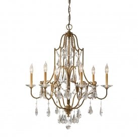 VALENTINA traditional 6 light bronze chandelier dressed with crystal