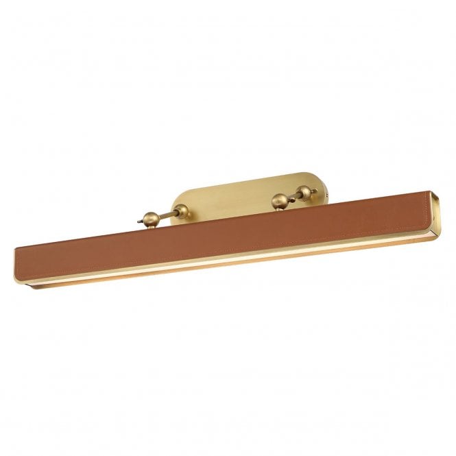 Valise Vintage Brass and Cognac Brown Leather Large LED Picture Light